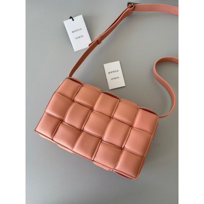 Bottega Veneta Padded Cassette Bag In Peachy Intrecciato Lambskin