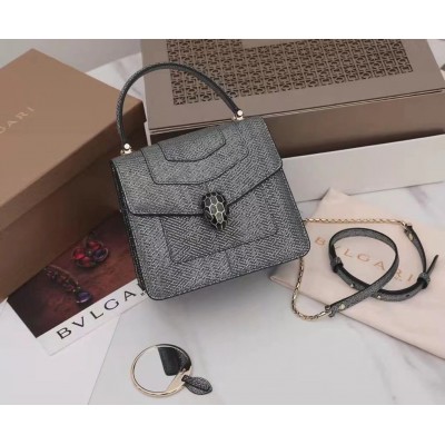 Bvlgari Serpenti Forever Small Bag In Grey Karung Leather