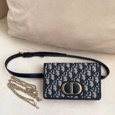 Dior 30 Montaigne 2 In 1 Belt Pouch In Blue Oblique Canvas