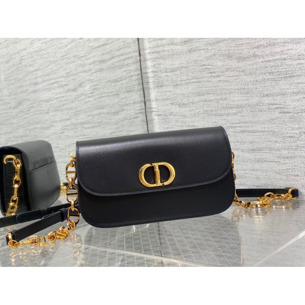 Dior 30 Montaigne Avenue Bag In Black Box Calfskin