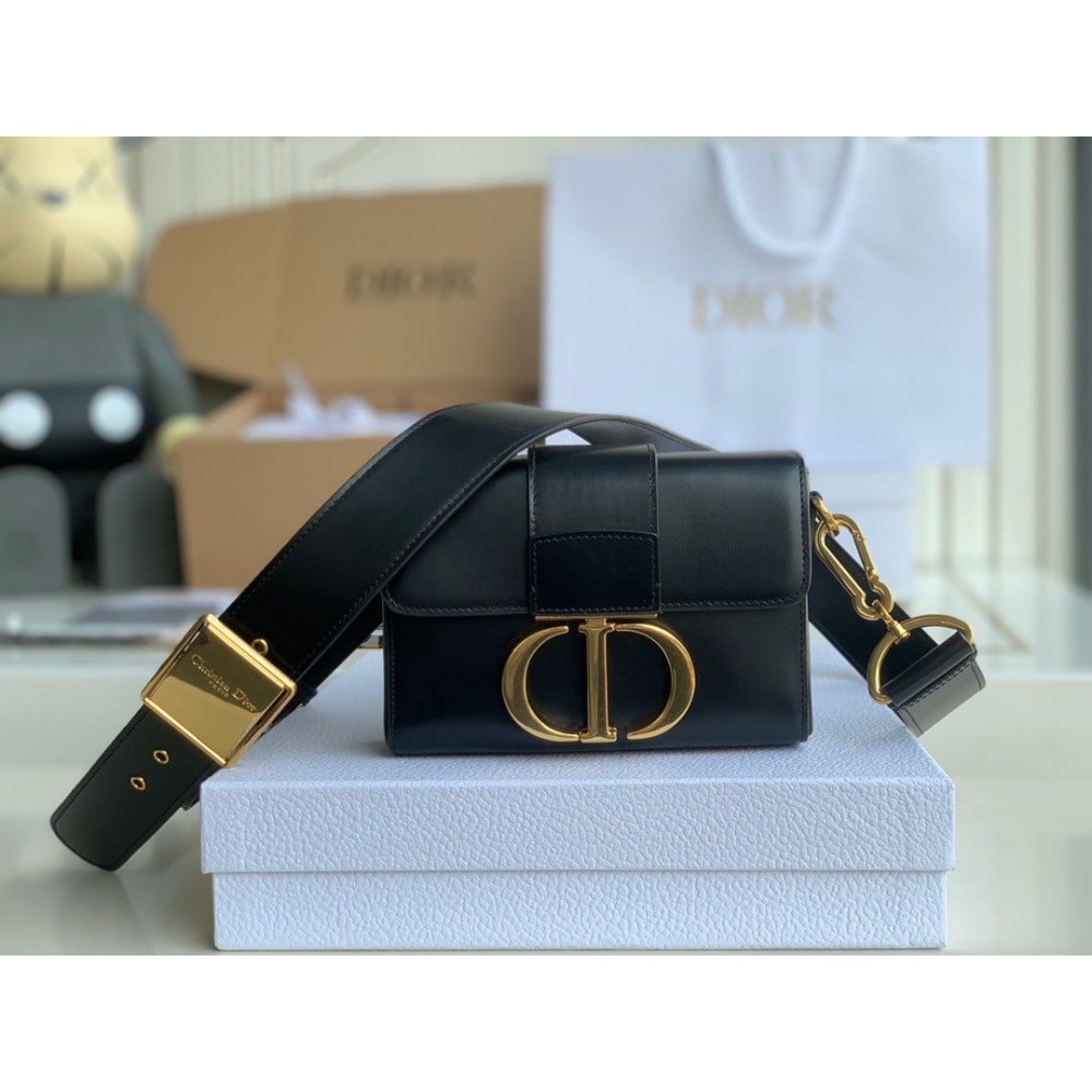 Dior 30 Montaigne Box Bag In Black Box Calfskin