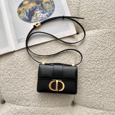 Dior 30 Montaigne Micro Bag In Black Box Calfskin