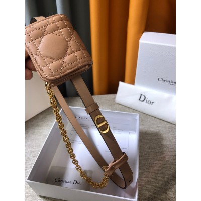 Dior Caro 15MM Belt with Removable Pouch in Beige Calfskin