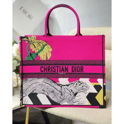 Dior Large Book Tote Bag In Toile de Jouy Zoom Pop Embroidery