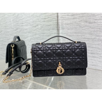 Dior Miss Dior Top Handle Bag in Black Cannage Lambskin