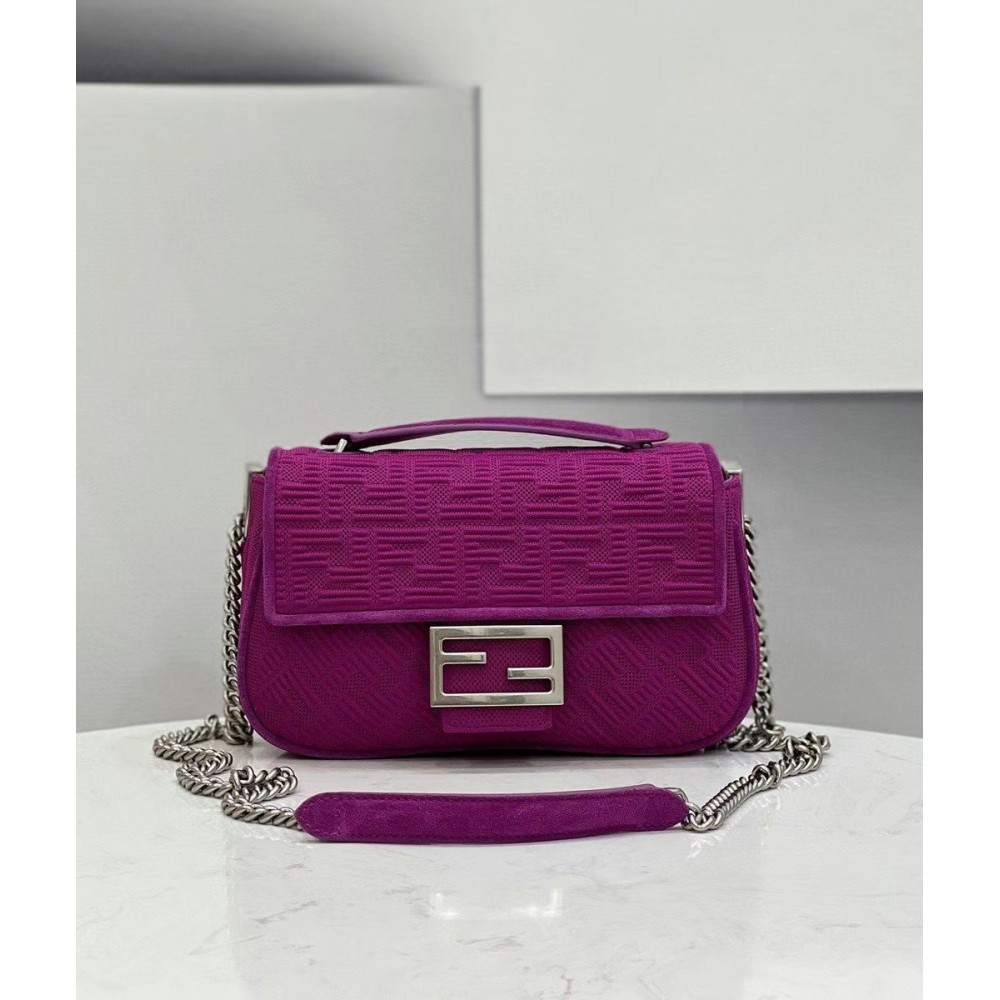 Fendi Baguette Chain Midi Bag In Fuchsia FF Fabric