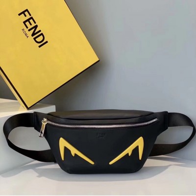 Fendi Diabolic Eyes Belt Bag In Black Calfskin