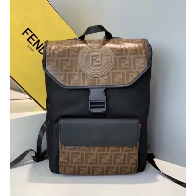 Fendi Nylon Backpack With Glazed Fabric With FF Motif