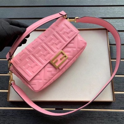 Fendi Pink FF Motif Medium Baguette Bag