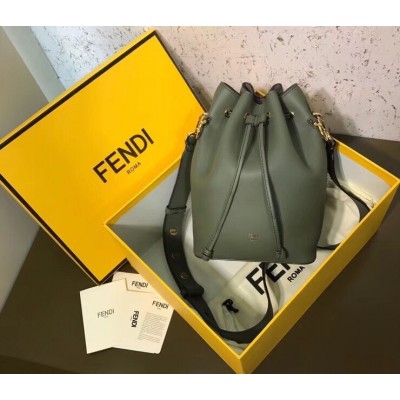 Fendi Small Mon Tresor Bucket Bag In Green Calfskin