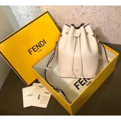 Fendi Small Mon Tresor Bucket Bag In White Calfskin