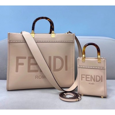 Fendi Sunshine Medium Shopper Bag In Beige Calfskin