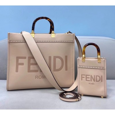 Fendi Sunshine Medium Tote Bag In Beige Calfskin