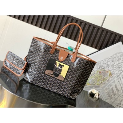 Goyard Saint Louis PM Bag French Bulldog Black & Tan