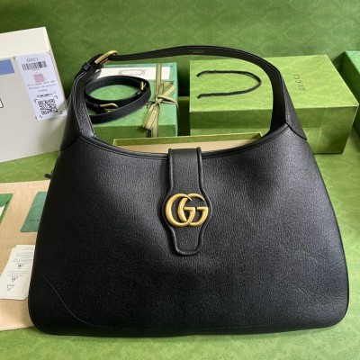 Gucci Aphrodite Large Shoulder Bag in Black Leather