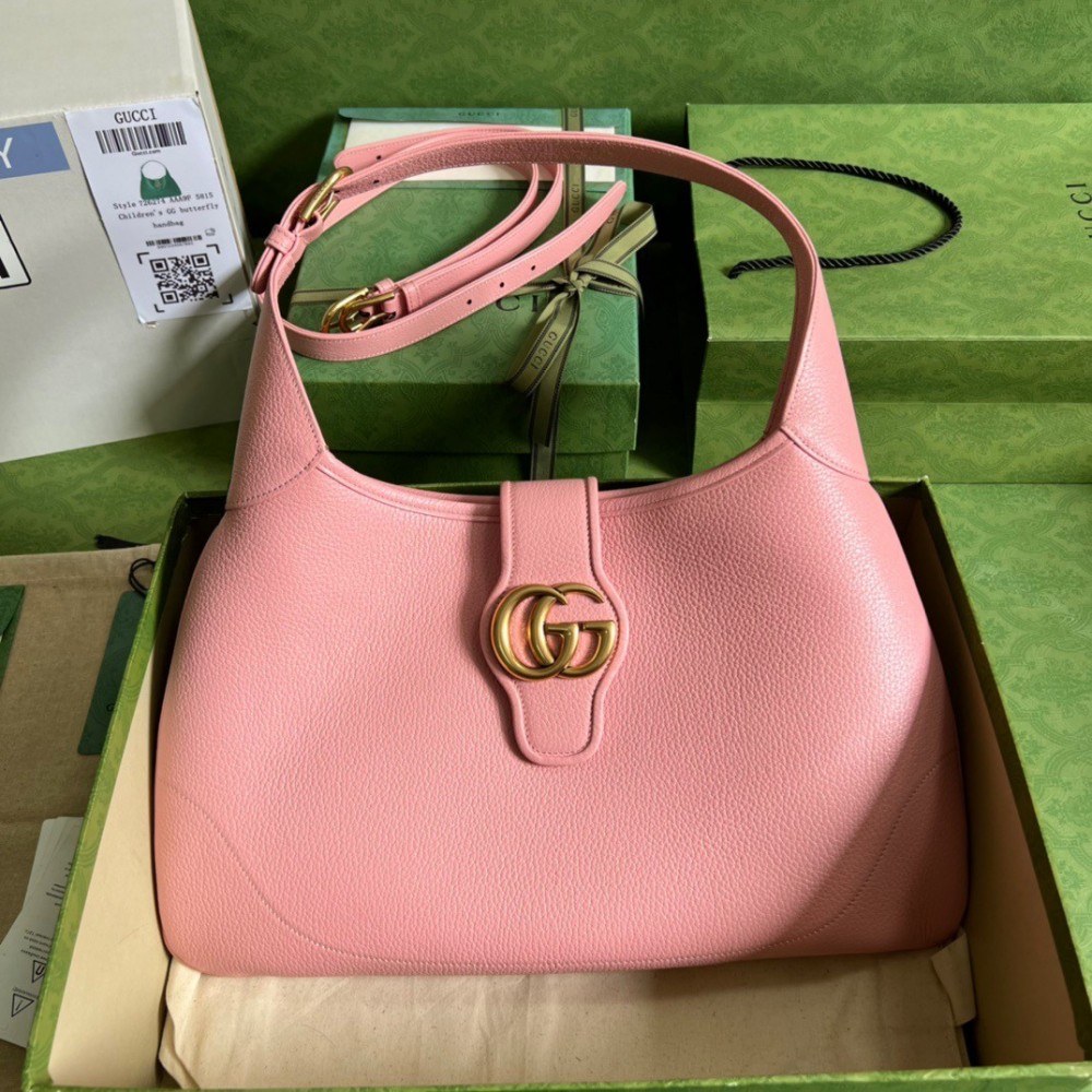 Gucci Aphrodite Medium Shoulder Bag in Pink Leather