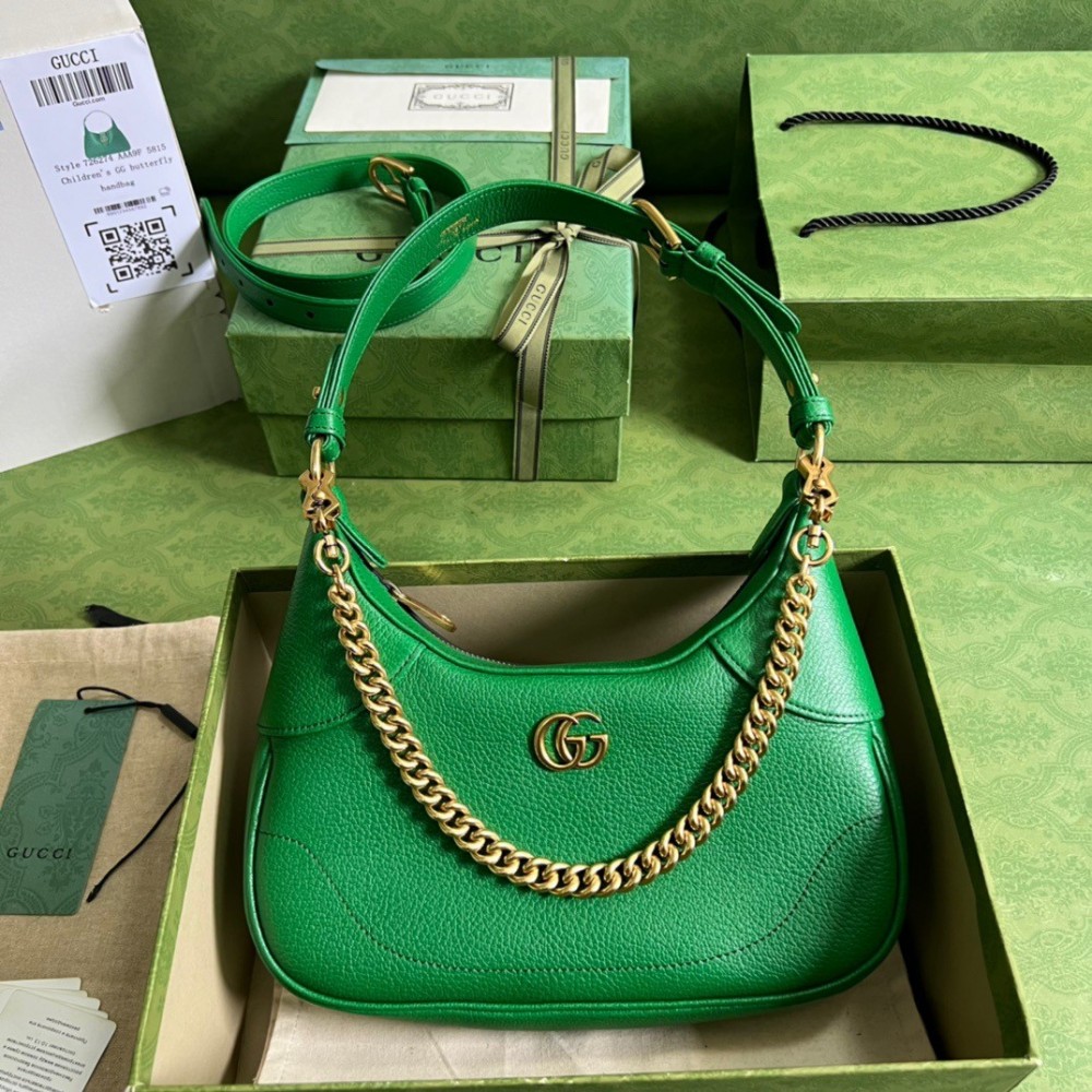 Gucci Aphrodite Small Shoulder Bag in Green Leather