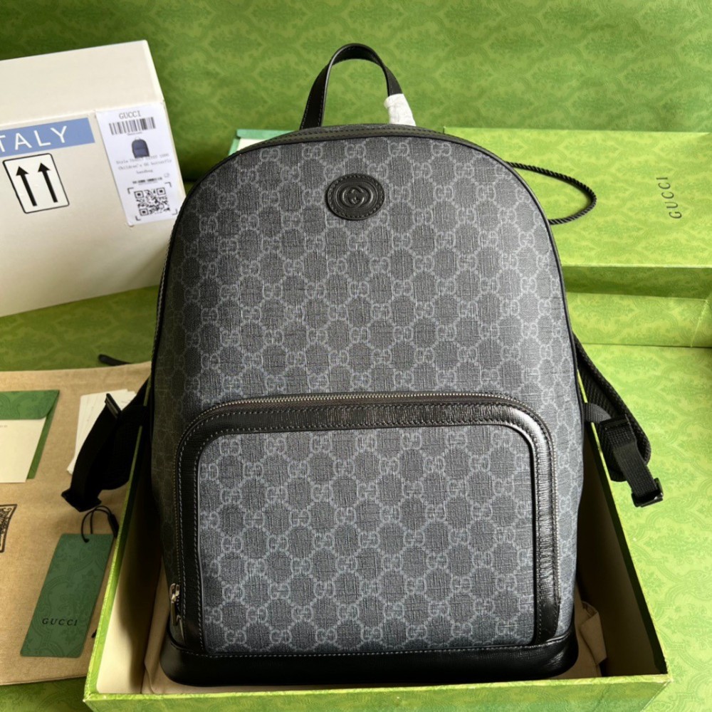 Gucci Backpack in Black GG Canvas with Interlocking G