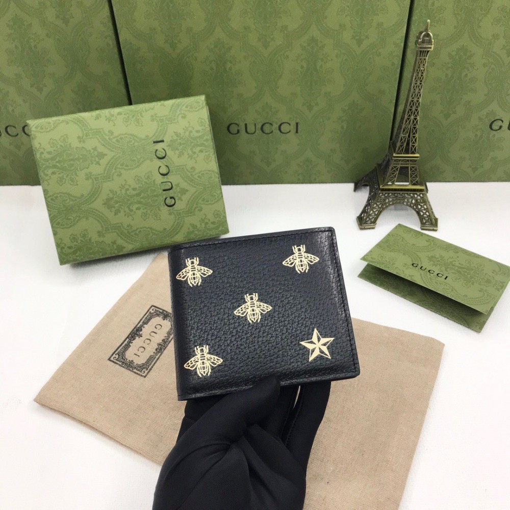 Gucci Bi-fold Wallet In Bee and Star Print Leather