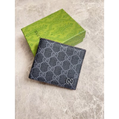 Gucci Bi-fold Wallet in Black Supreme Canvas with Red Interior