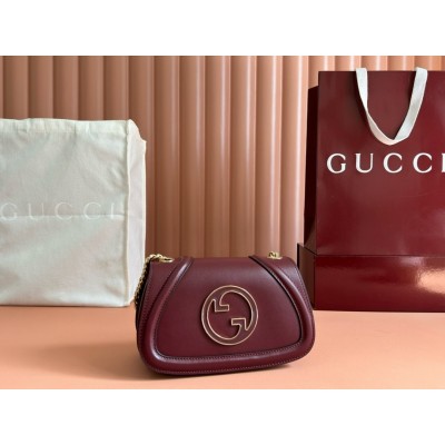 Gucci Blondie Mini Shoulder Bag with Enamel G in Red Leather