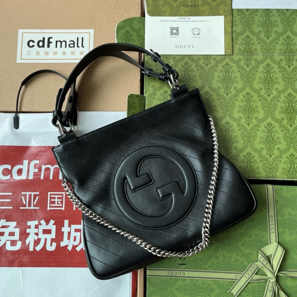 Gucci Blondie Small Tote Bag in Black Calfskin