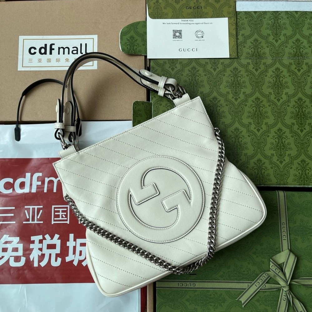 Gucci Blondie Small Tote Bag in White Calfskin