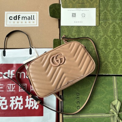 Gucci GG Marmont Small Camera Bag with Rose Beige Hardware