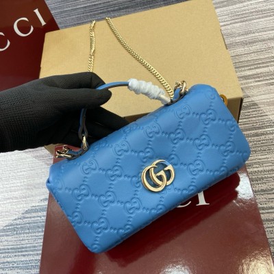 Gucci GG Milano Mini Top Handle Bag in Blue GG Puffy Leather