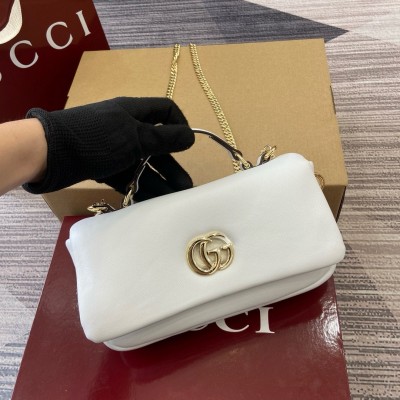 Gucci GG Milano Mini Top Handle Bag in White Puffy Leather