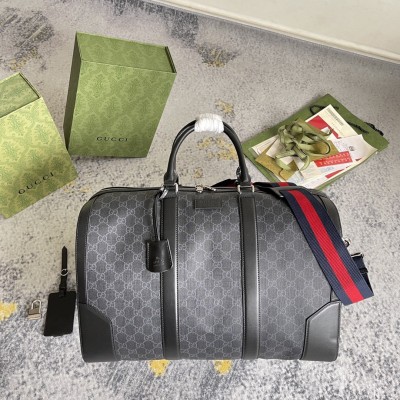 Gucci Medium Carry-on Duffle Bag in Black GG Supreme Canvas