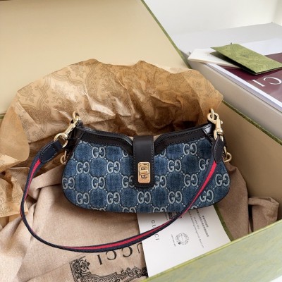 Gucci Moon Side Mini Shoulder bag in Blue GG Denim