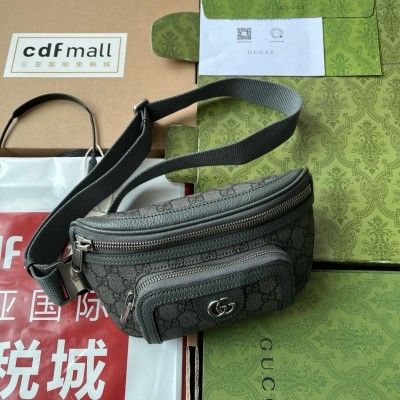 Gucci Ophidia Belt Bag in Grey GG Supreme Canvas