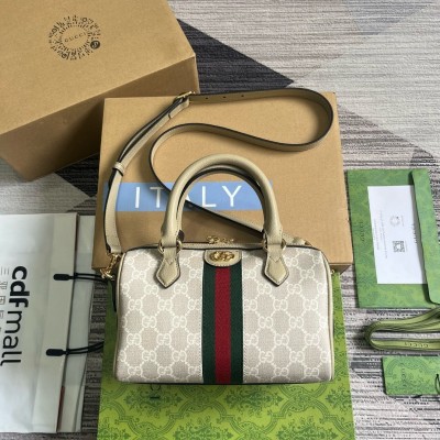 Gucci Ophidia GG Mini Top Handle Bag in White GG Canvas