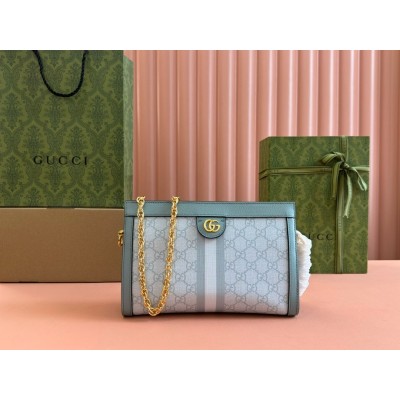 Gucci Ophidia GG Small Chain Bag in Dusty Blue GG Canvas