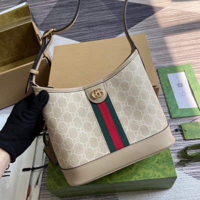 Gucci Ophidia GG Small Shoulder Bag in White GG Canvas