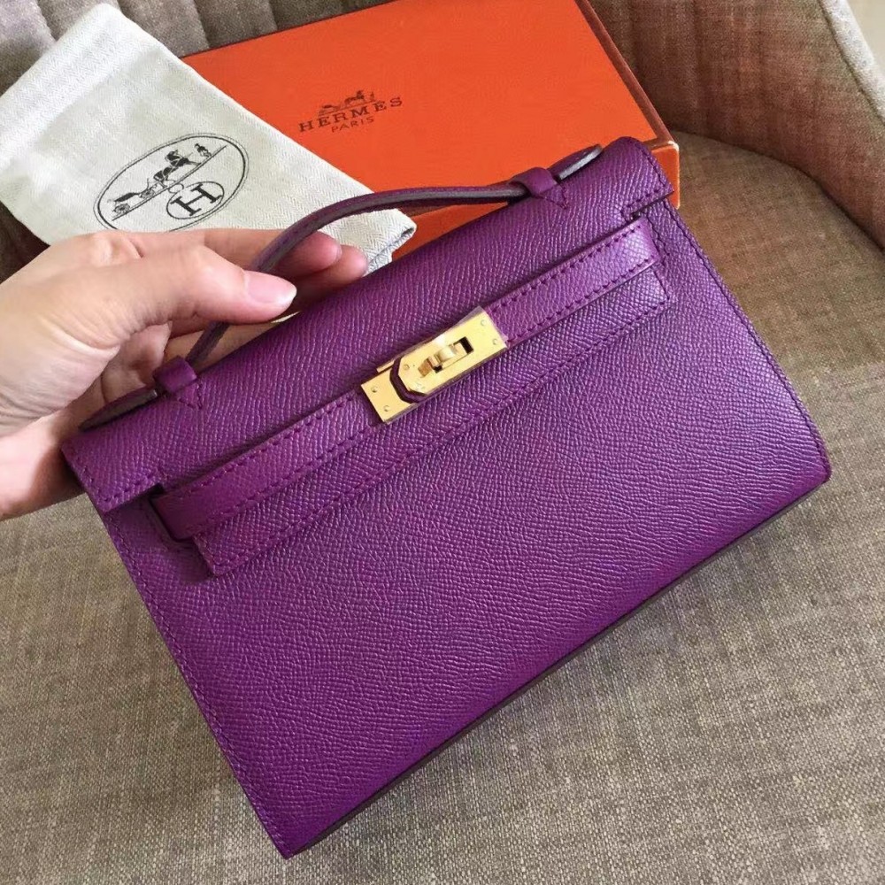 Hermes Anemone Kelly Pochette Epsom Handmade Bag