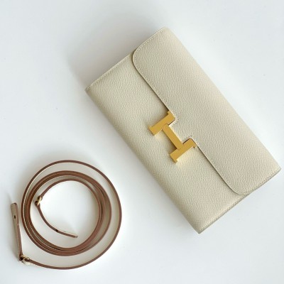 Hermes Constance To Go Wallet in Craie Epsom Calfskin