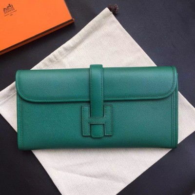 Hermes Malachite Epsom Jige Elan 29 Clutch Bag