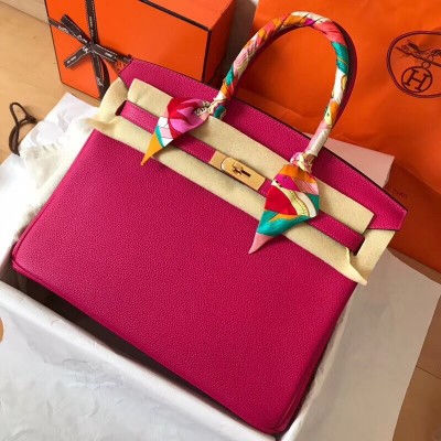 Hermes Peach Birkin 35cm Clemence Handmade Bag