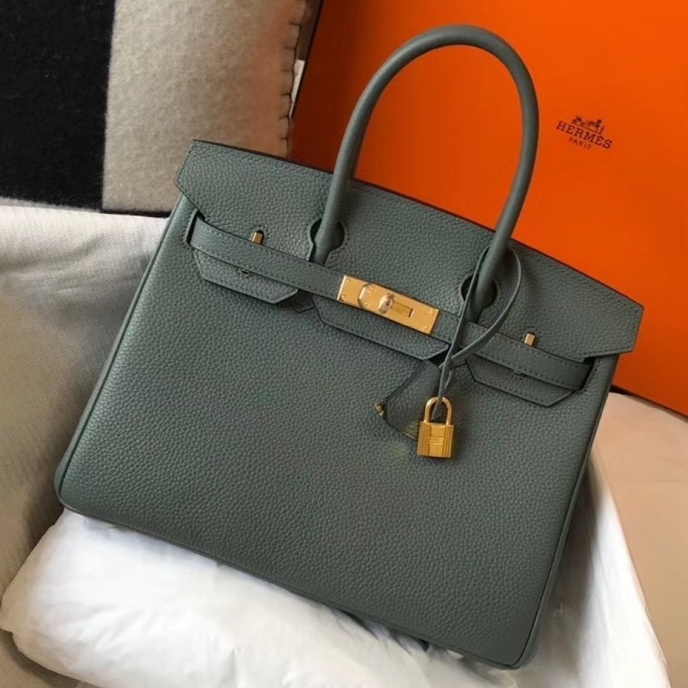 Hermes Vert Amande Clemence Birkin 30cm Bag GHW