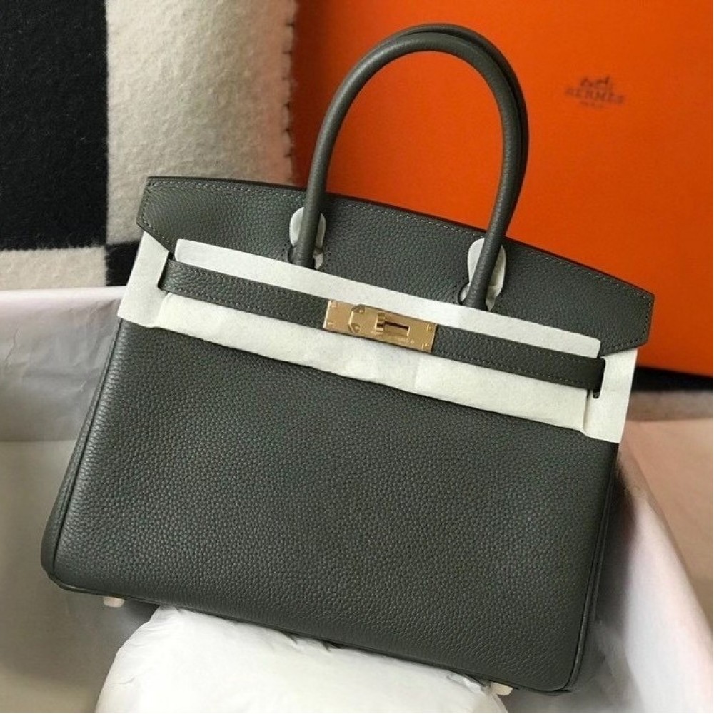 Hermes Vert Fonce Clemence Birkin 30cm Bag GHW