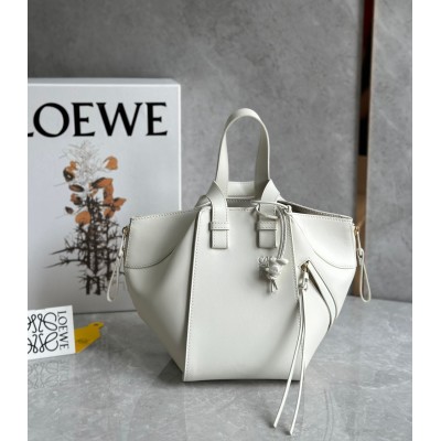 Loewe Compact Hammock Bag in White Satin Calfskin