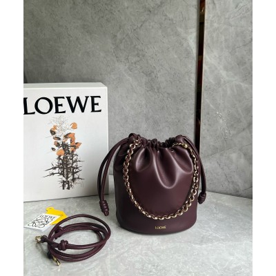 Loewe Flamenco Purse Bucket Bag in Burgundy Nappa Lambskin