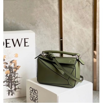 Loewe Puzzle Mini Bag In Avocado Green Calfskin