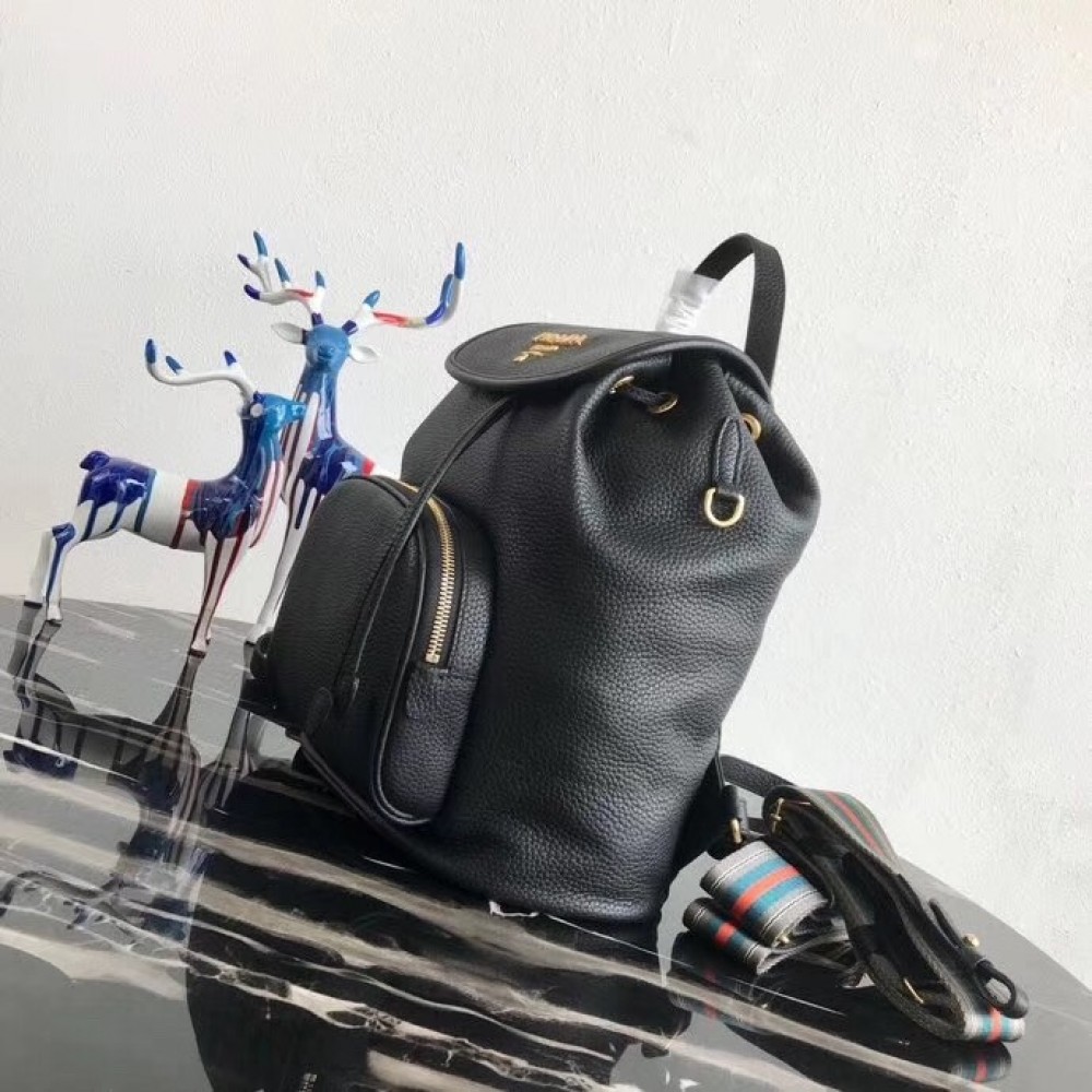 Prada Backpack In Black Grained Calfskin