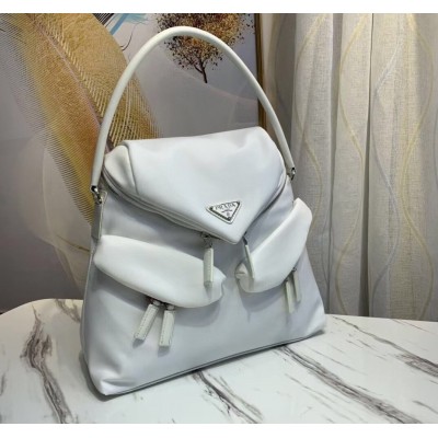 Prada Signaux Hobo In Bag In White Nylon