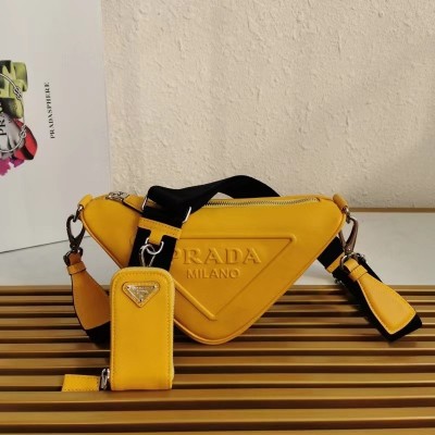 Prada Triangle Shoulder Bag In Yellow Leather