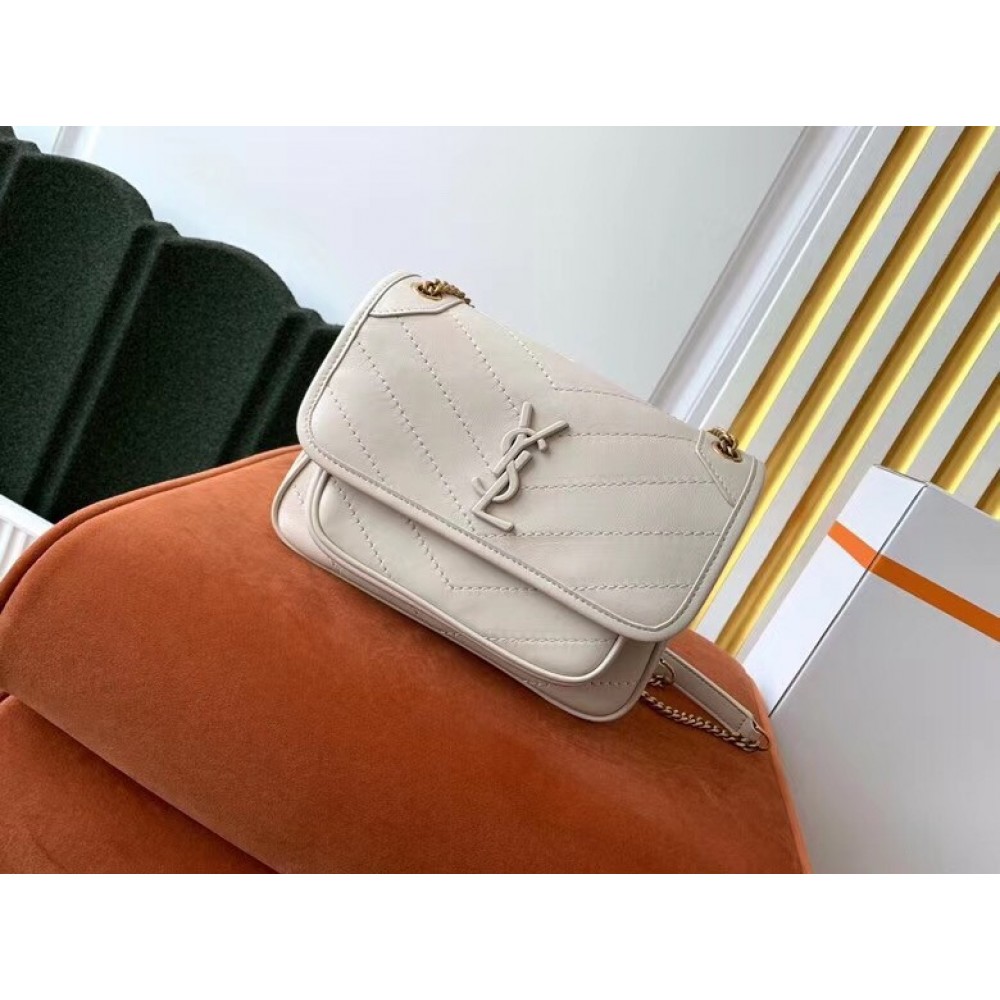 Saint Laurent Baby Niki Bag In White Lambskin