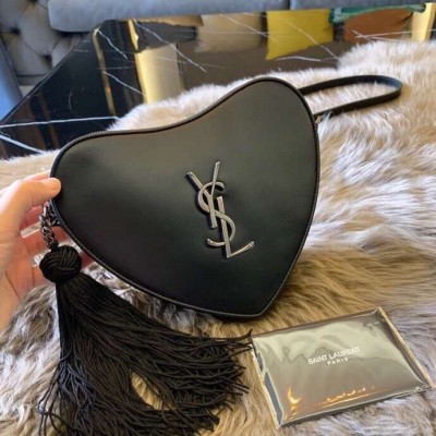 Saint Laurent Black Monogram Heart Cross Body Bag